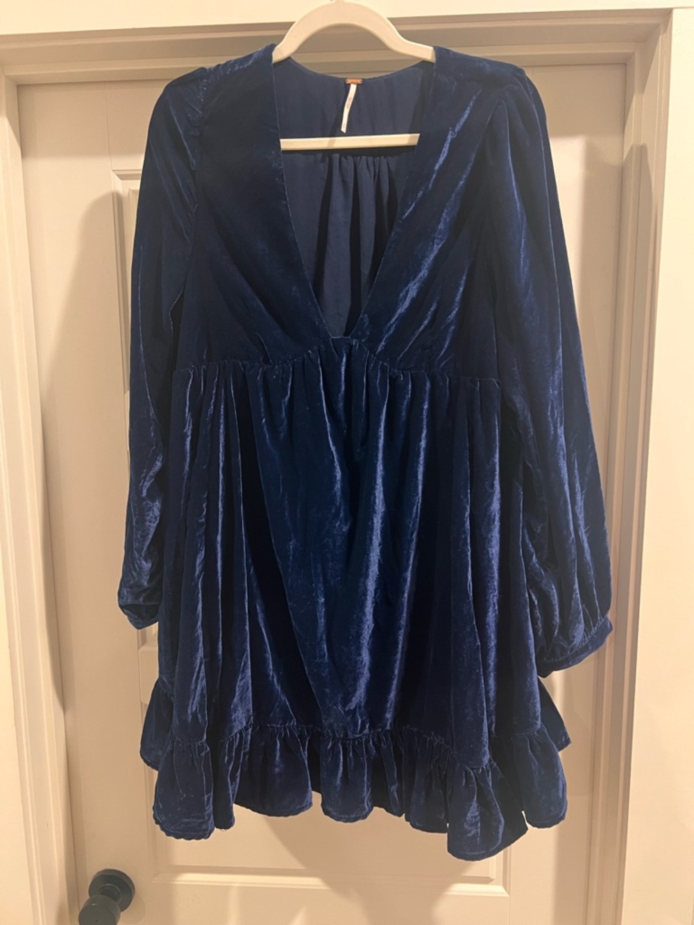 Free People Navy Velvet Mini Dress